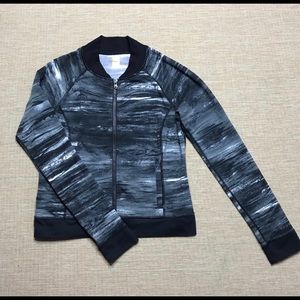 EUC LUCY ZIP BOMBER JACKET black gray MEDIUM